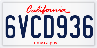 CA license plate 6VCD936