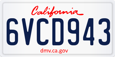 CA license plate 6VCD943