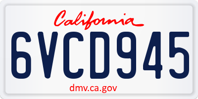 CA license plate 6VCD945