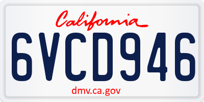 CA license plate 6VCD946