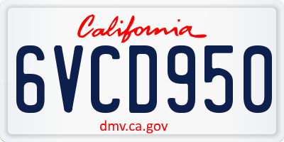 CA license plate 6VCD950