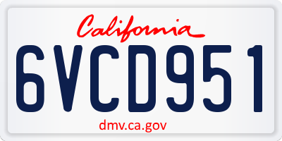 CA license plate 6VCD951