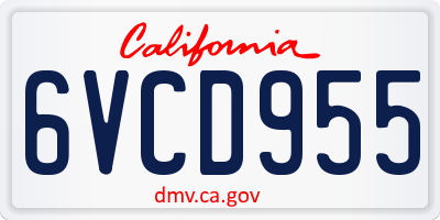 CA license plate 6VCD955