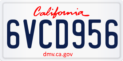 CA license plate 6VCD956