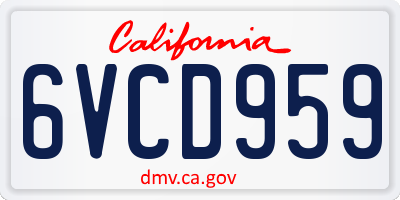 CA license plate 6VCD959