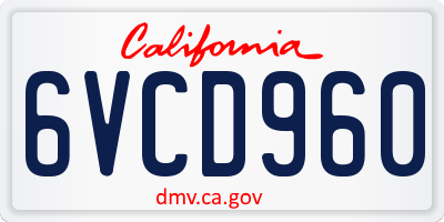 CA license plate 6VCD960