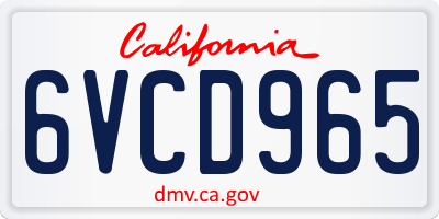 CA license plate 6VCD965