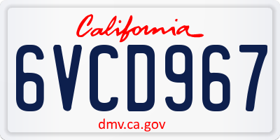 CA license plate 6VCD967