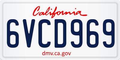CA license plate 6VCD969