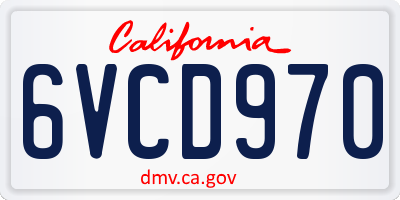 CA license plate 6VCD970