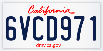 CA license plate 6VCD971
