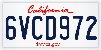 CA license plate 6VCD972