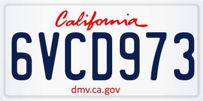CA license plate 6VCD973