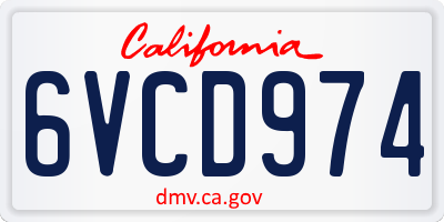 CA license plate 6VCD974