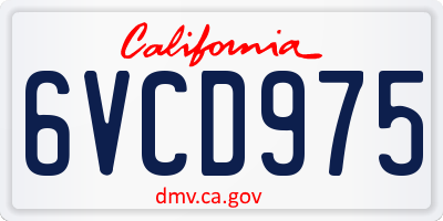 CA license plate 6VCD975