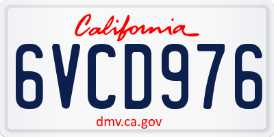 CA license plate 6VCD976