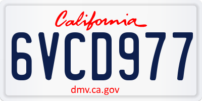 CA license plate 6VCD977