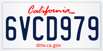 CA license plate 6VCD979
