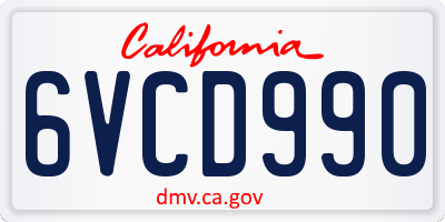 CA license plate 6VCD990