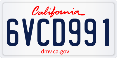 CA license plate 6VCD991
