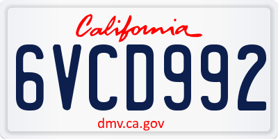 CA license plate 6VCD992