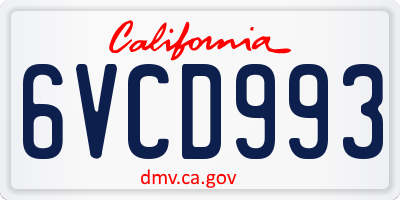 CA license plate 6VCD993