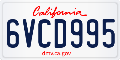 CA license plate 6VCD995