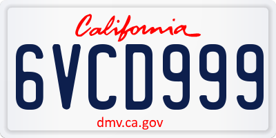 CA license plate 6VCD999