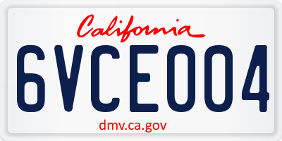 CA license plate 6VCE004