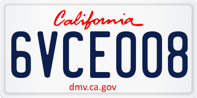 CA license plate 6VCE008