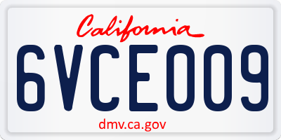 CA license plate 6VCE009