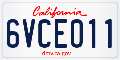 CA license plate 6VCE011