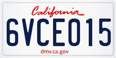 CA license plate 6VCE015