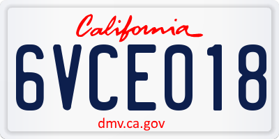 CA license plate 6VCE018