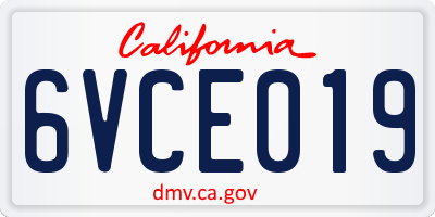 CA license plate 6VCE019
