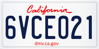 CA license plate 6VCE021