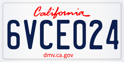 CA license plate 6VCE024