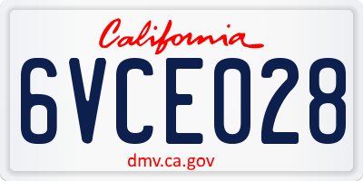 CA license plate 6VCE028