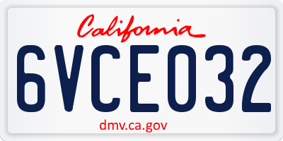 CA license plate 6VCE032