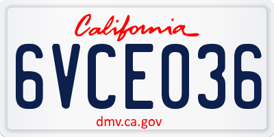 CA license plate 6VCE036