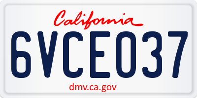 CA license plate 6VCE037