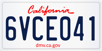 CA license plate 6VCE041