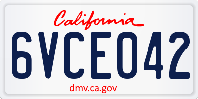 CA license plate 6VCE042