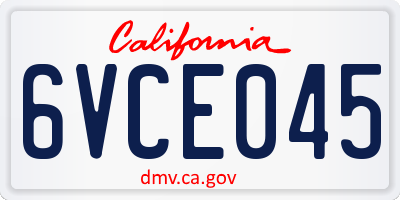 CA license plate 6VCE045