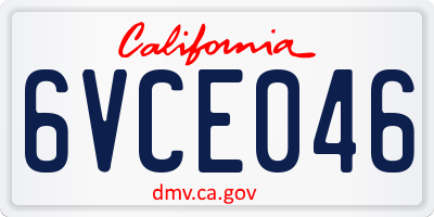 CA license plate 6VCE046