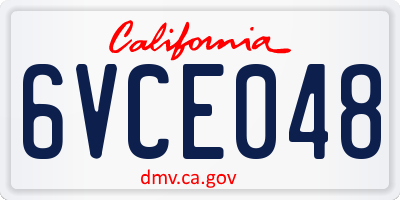 CA license plate 6VCE048