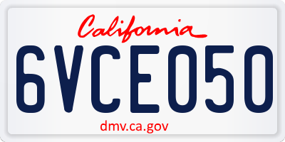 CA license plate 6VCE050