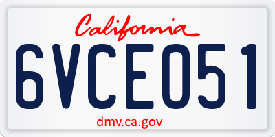 CA license plate 6VCE051
