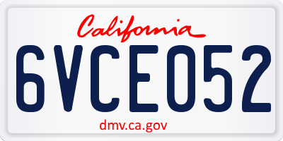 CA license plate 6VCE052
