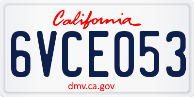 CA license plate 6VCE053